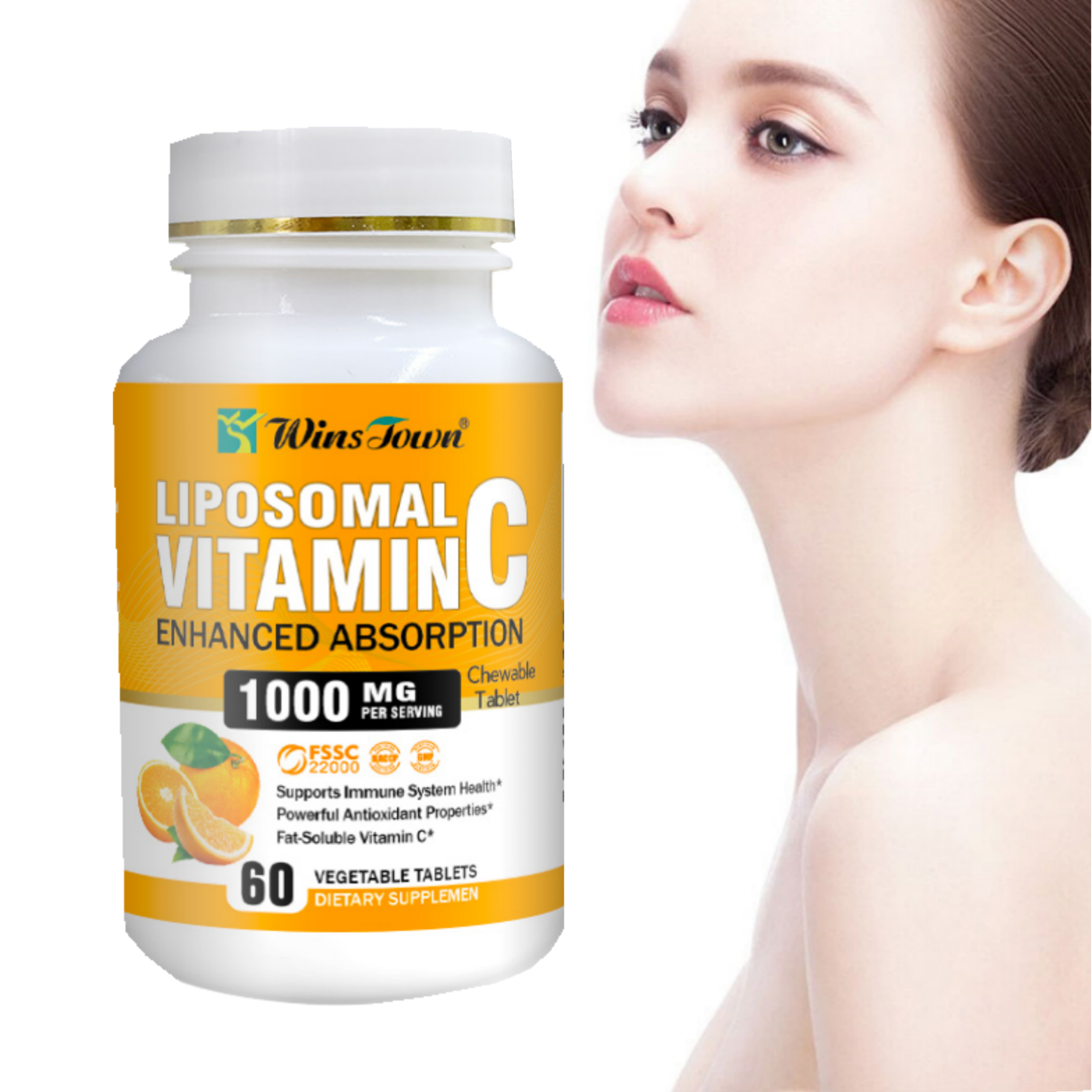 Enhance immune system care cardiovascular health anti-fatigue whitening skin all-round health Vitamin C chewy tablets 1000mg