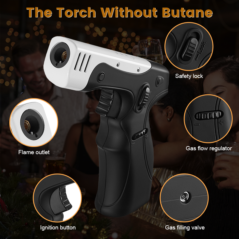 Customizable windproof Butane gas windproof micro jet Torch smoked cocktail cigar lighter