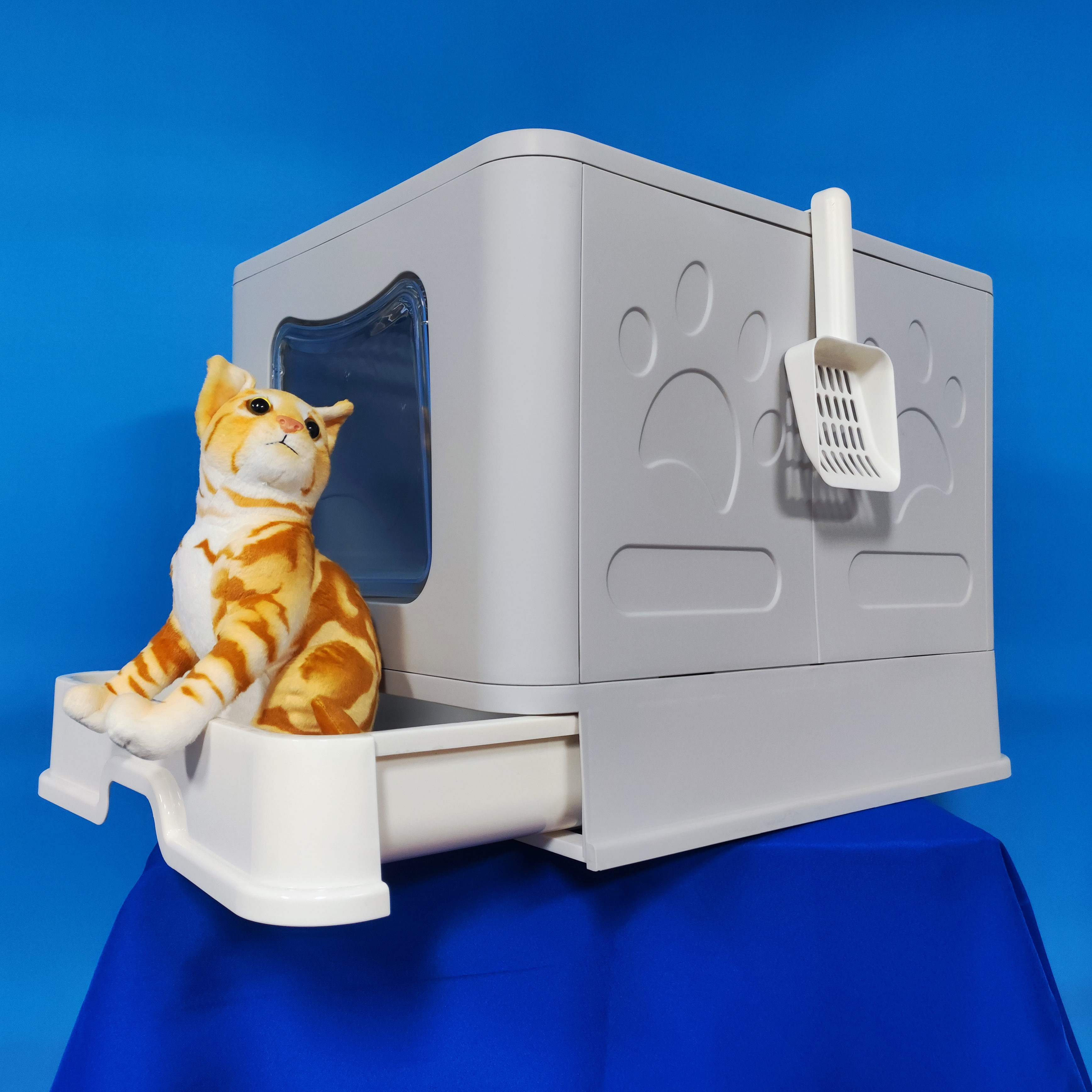 enclosed foldable cat litter box with drawer portable travel cat toilet tray