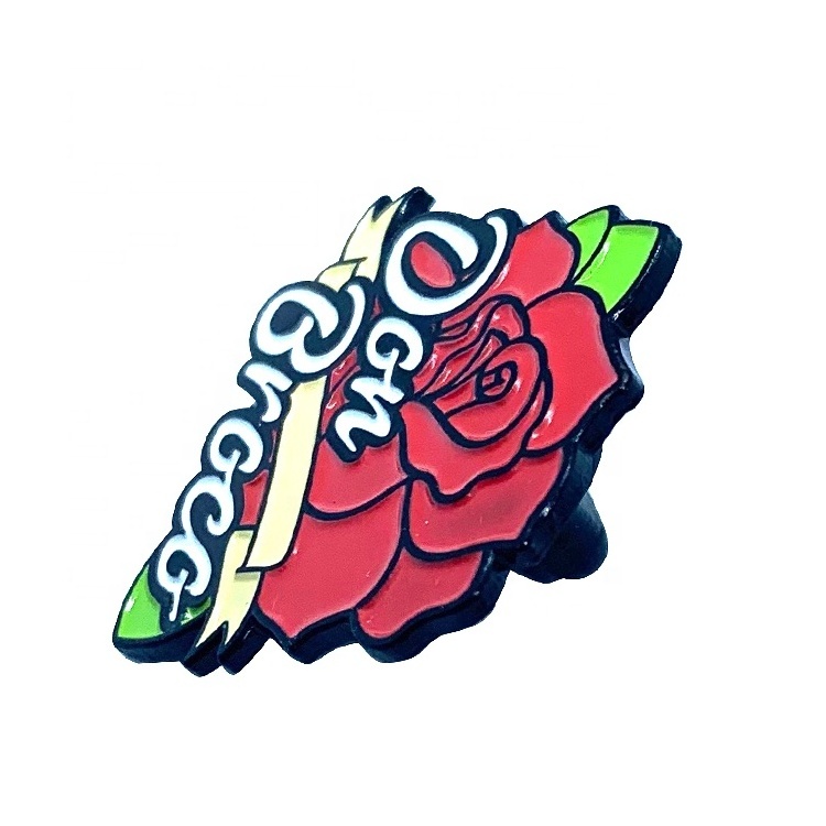 Best supplier funny lapel rose gold custom soft enamel lapel pins flower rose enamel pins