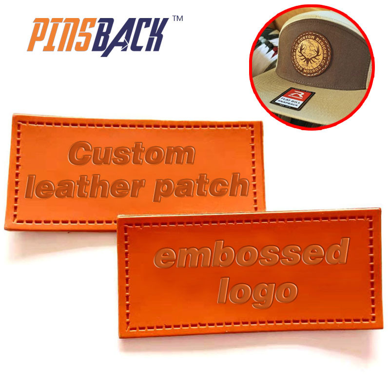 custom leather patches for clothing embossed leather patch label Logo Embossed sewing on PU leather patch