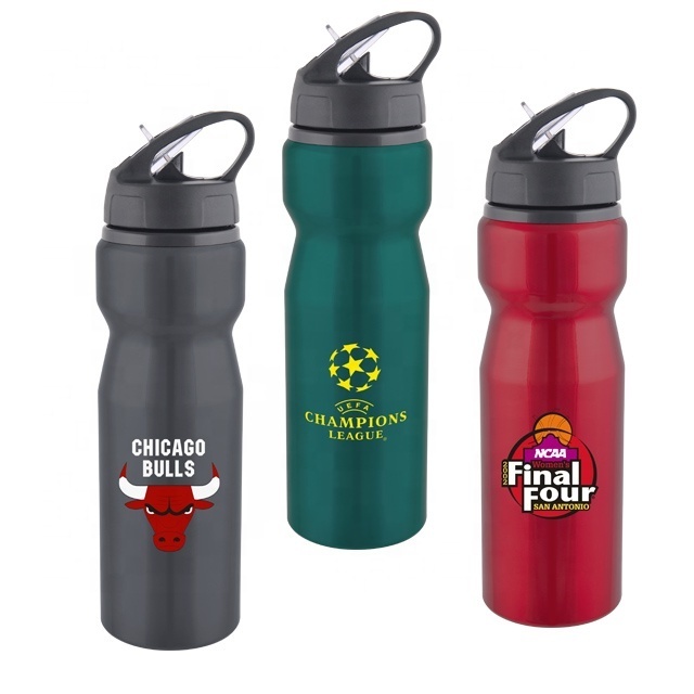 Eco Friendly 750ml Sport Aluminum Water Bottle Metal Steel Big Mouth Bottle with Straw Custom Logo Printing manufacture