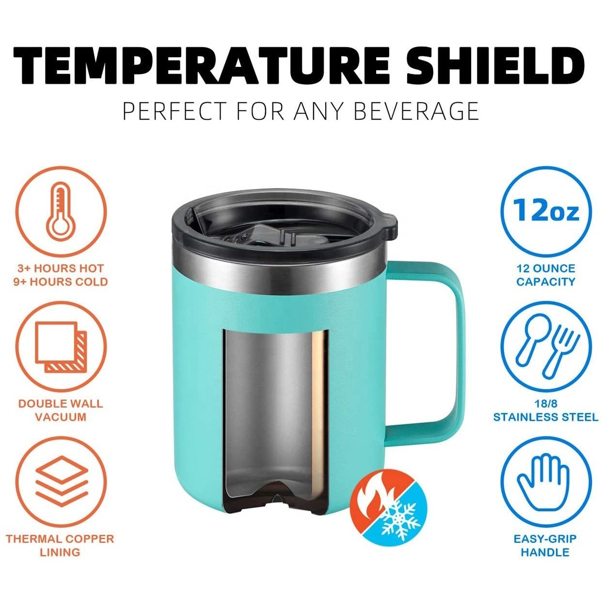 12 oz Vacuum Insulated Coffee Mug Double Wall Thermo Coffee Cup Stainless Steel Travel Tumbler Coffee Thermos Outdoor