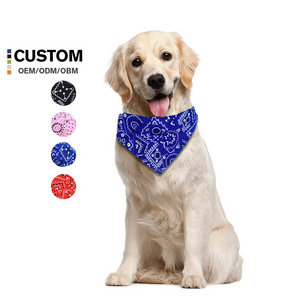 Custom Logo Printing Polyester Fabric Triangle Scarf Pet Collar Dog Bandana With Adjustable Size