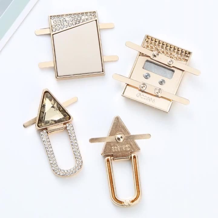 2024 fashion bling  metal square shoe belt bag accessories shoe buckles ladies shoes decorations buckle