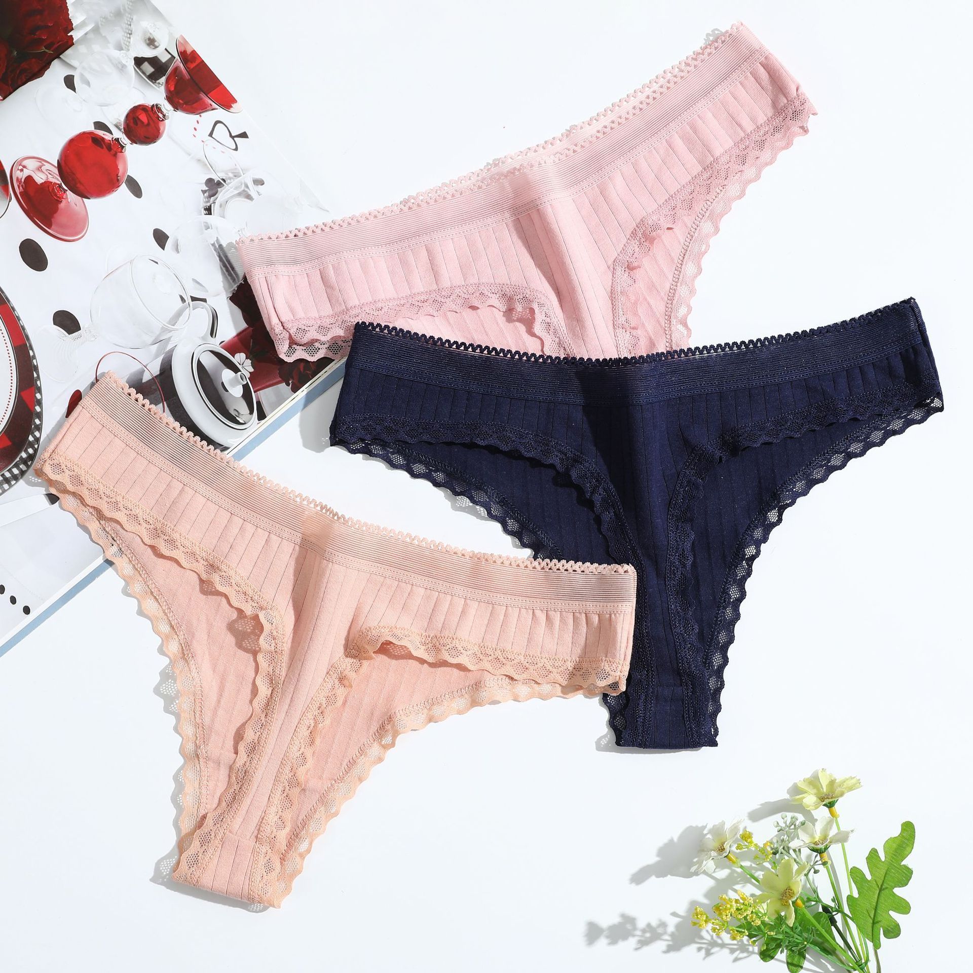 Women G-string Cotton Underwear Sexy Panty Female Comfort Underpants Thong Solid Color Lingerie Low Rise G-string Panties