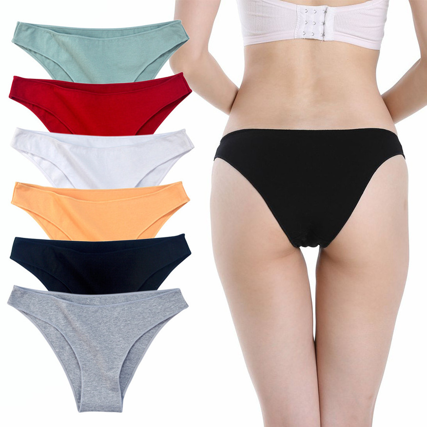 Women's Cotton Panties Female Underwear Solid Color Comfortable Briefs High Elasticity Underpants