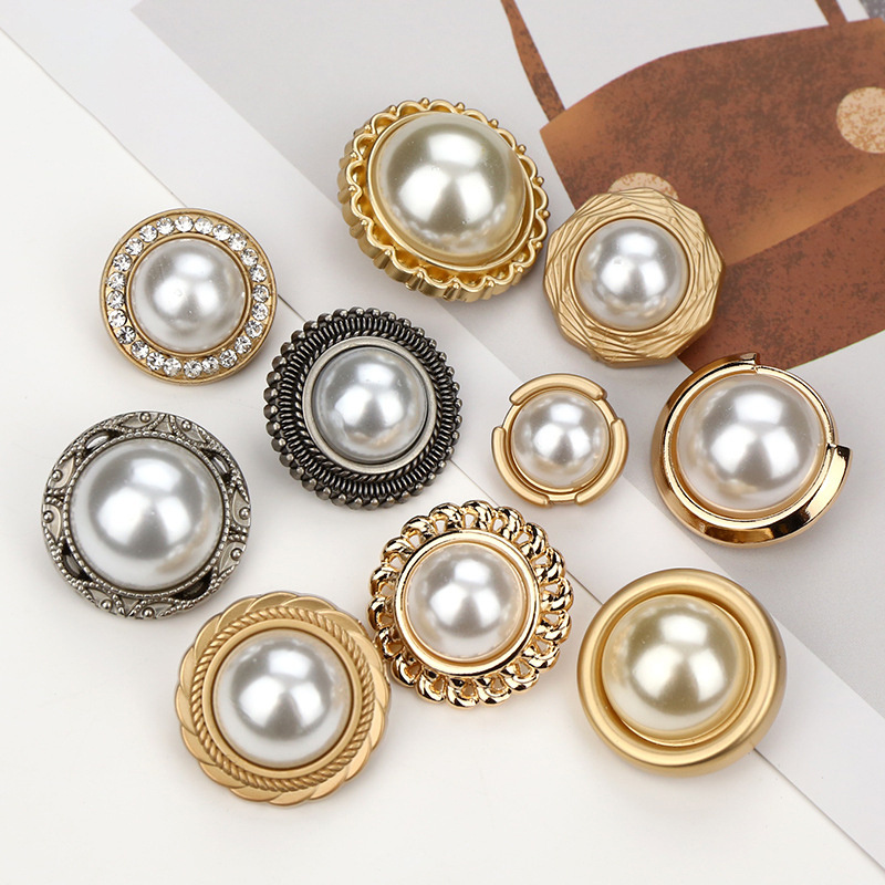 New fashion designer irregularity gold metal buttons rose luxury suit skirt cardigan sliver pearl shank buttons