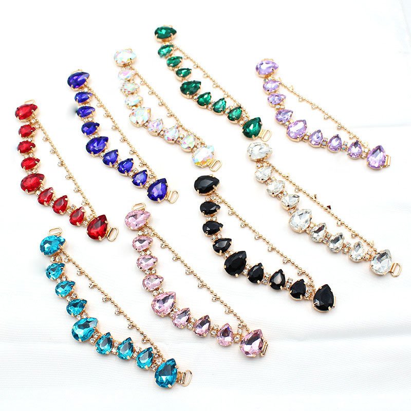 Rhinestone collar chain glass shoe flower DIY decoration herringbone slipper upper Rhinestone glass sandal accessories