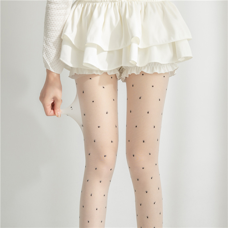 New Summer Girls Stockings Cute Polka Dot Embroidered Pantyhose Women's Heart Sheer Mesh High Waist Tight