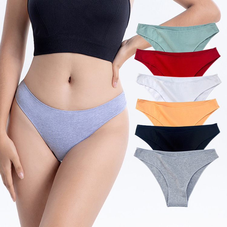 Women's Cotton Panties Female Underwear Solid Color Comfortable Briefs High Elasticity Underpants