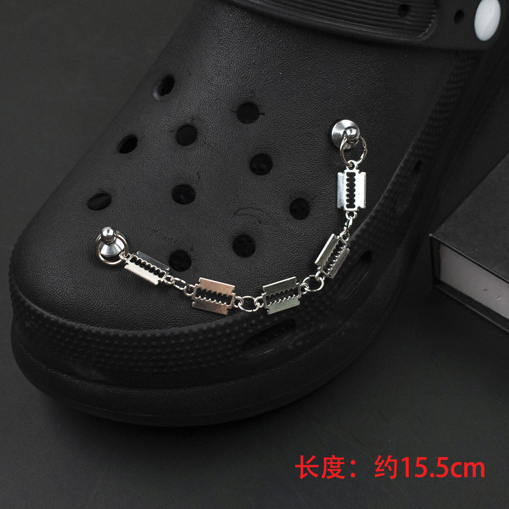 2024 hot sale punk style removable sandal decorations DIY metal chains shoes accessories for women men slippers