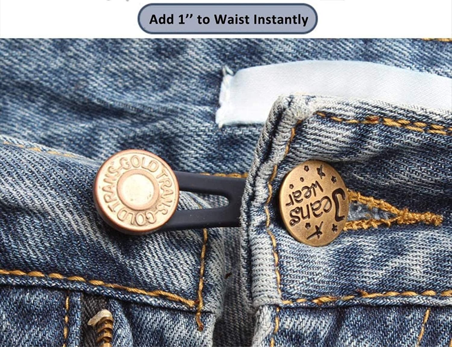 Adjustable Pants Jeans Waist Extender Metal jean Button  Waistband Extender Buttons