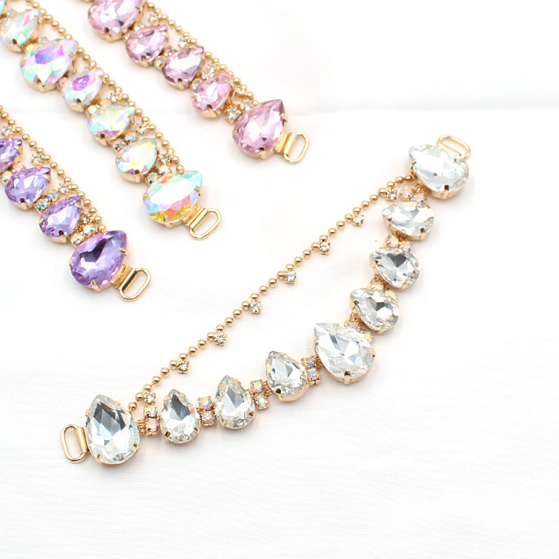 Rhinestone collar chain glass shoe flower DIY decoration herringbone slipper upper Rhinestone glass sandal accessories