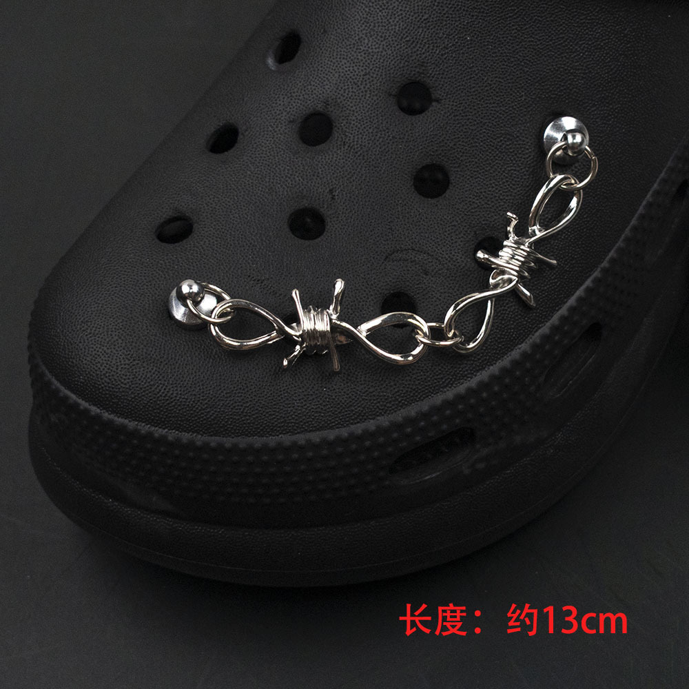 2024 hot sale punk style removable sandal decorations DIY metal chains shoes accessories for women men slippers