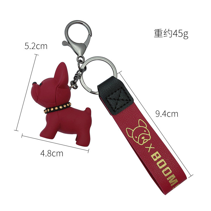 Hot selling bulldog bag pendant 3D diy cute animal keychain animal resin dog keychains