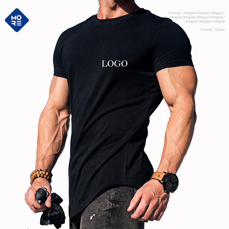 best clothing manufacturers curved hem cotton fitted plain men's t-shirts sport tshirt for men workout men's tshirt