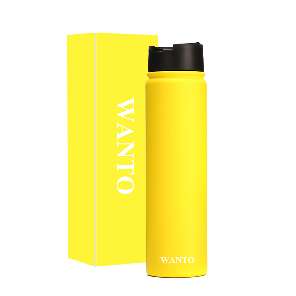 Wanto stainless steel vacuum flask sport durable double walled standard mouth tea coffee thermo water bottle