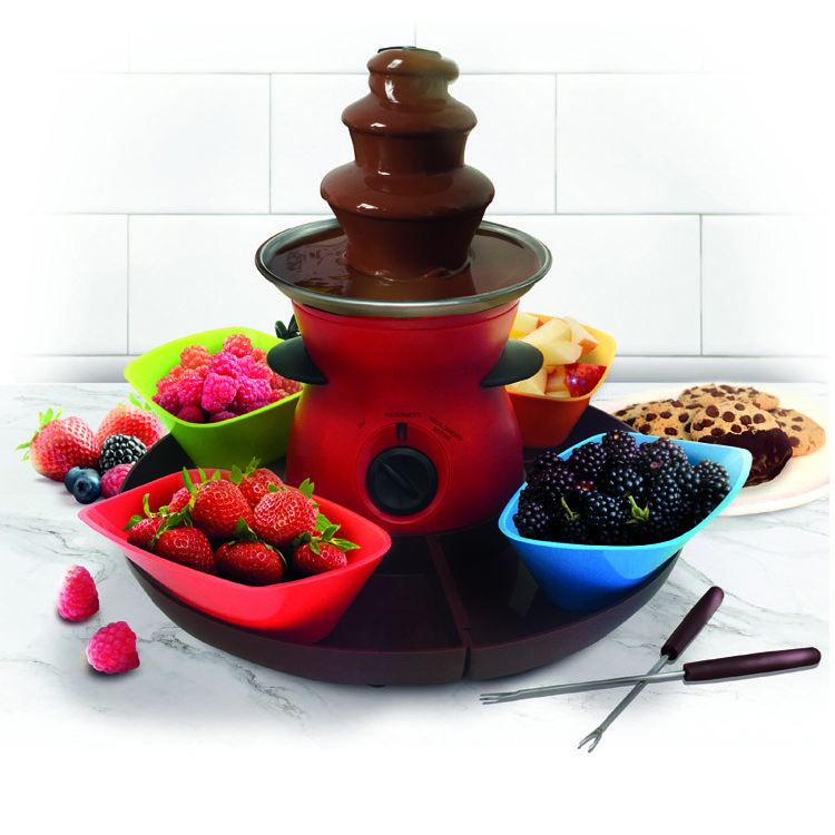 Electric 3-Tier Mini Chocolate Fountain Machine with 4PCS Forks and Removal Serving Tray for Nacho Cheese BBQ Sauce Syrup