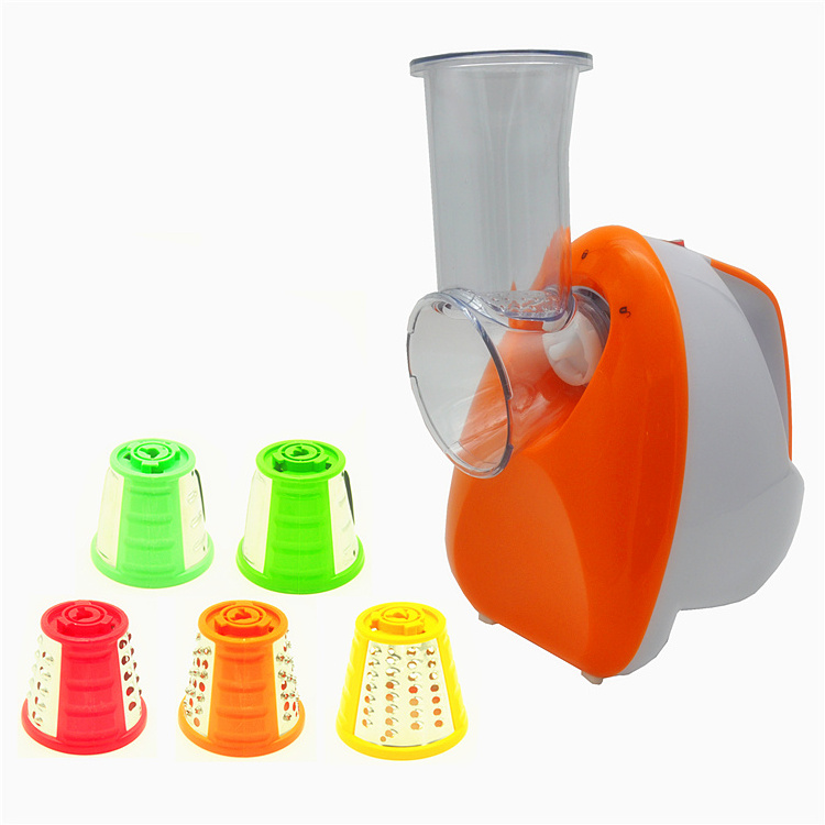 Electric Food Vegetable Salad Maker Electric Shredder, Slicer, Chopper, & Shooter with Rocker Switch and 5 FREE Attachments