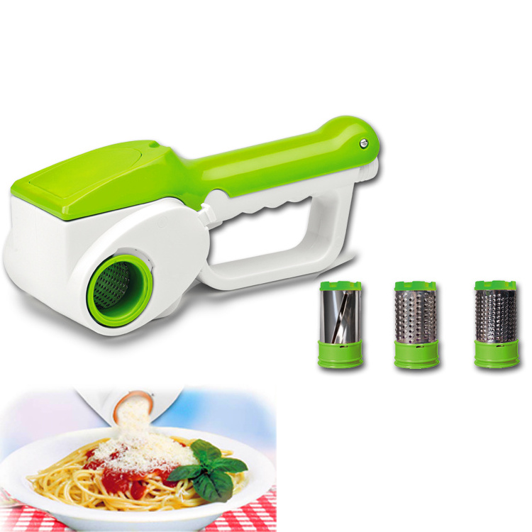 Cordless Cheese Grater Rechargeable Battery Three Stainless Steel Roller Cheese Cutter