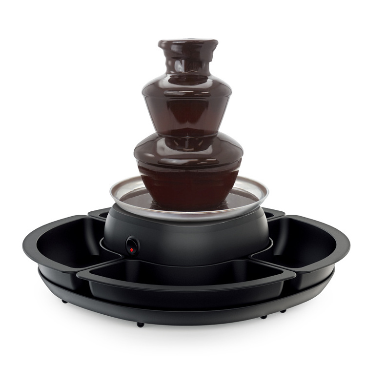 Electric 3-Tier Mini Chocolate Fountain Machine with 4PCS Forks and Removal Serving Tray for Nacho Cheese BBQ Sauce Syrup