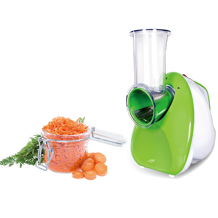 Electric Food Vegetable Salad Maker Electric Shredder, Slicer, Chopper, & Shooter with Rocker Switch and 5 FREE Attachments