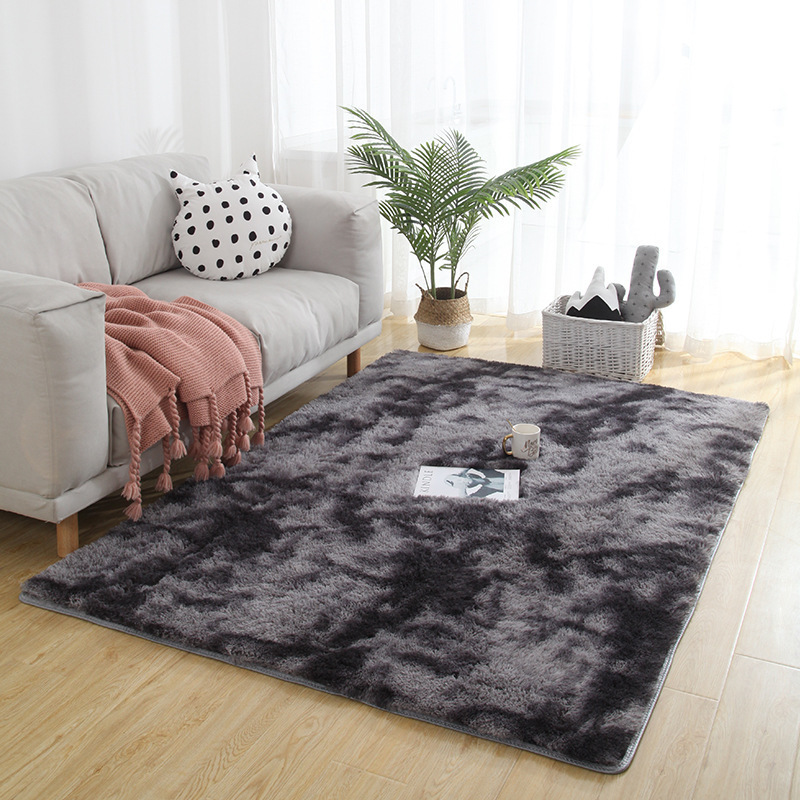 Luxury Modern Soft Living Room Tie Dye Tile Fluffy Carpet Mat PV Fur Shaggy Area Rug for Living Room Bedroom