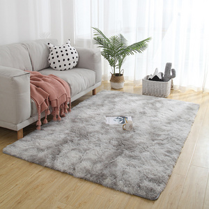 Luxury Modern Soft Living Room Tie Dye Tile Fluffy Carpet Mat PV Fur Shaggy Area Rug for Living Room Bedroom