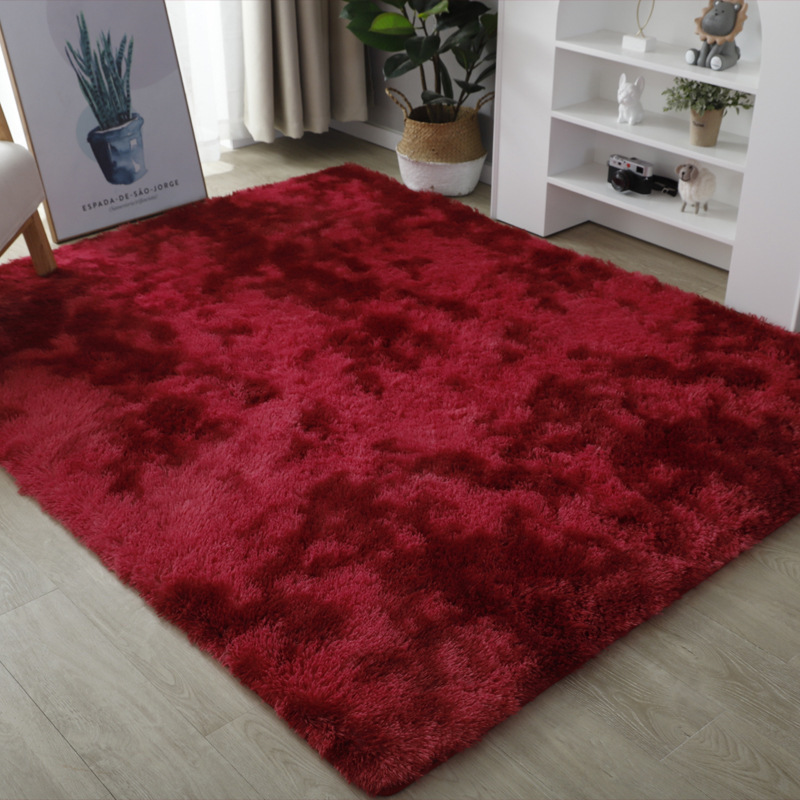 Luxury Modern Soft Living Room Tie Dye Tile Fluffy Carpet Mat PV Fur Shaggy Area Rug for Living Room Bedroom