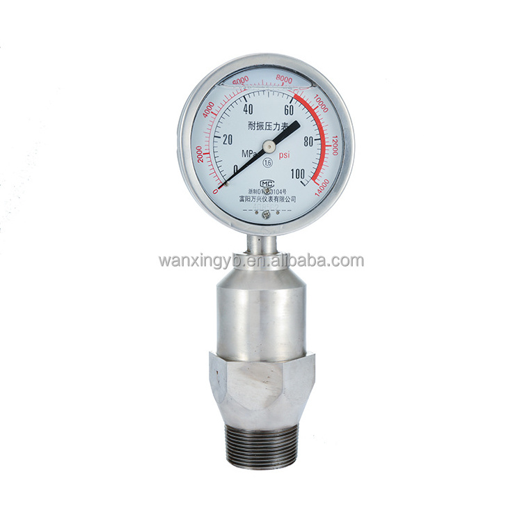 High quality all stainless steel oil filled diaphragm pressure gauge for petroleum machinery