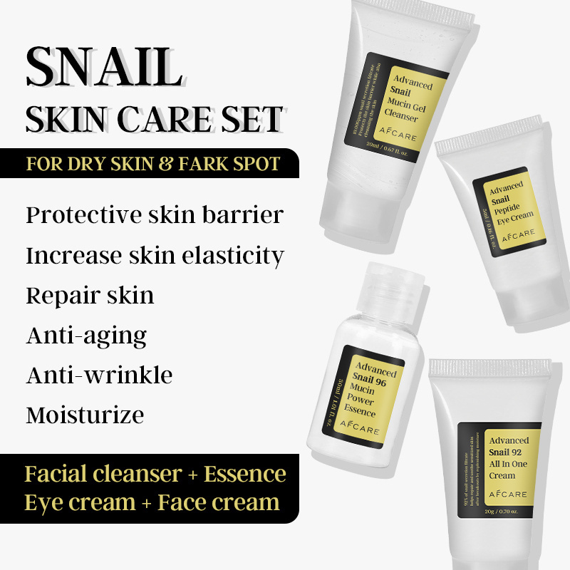 Skin Care Set Private Label Cruelty-Free Nourishing and Organic Collagen Facial Skin Care Set Snail Moisturizer Toner Cleanser