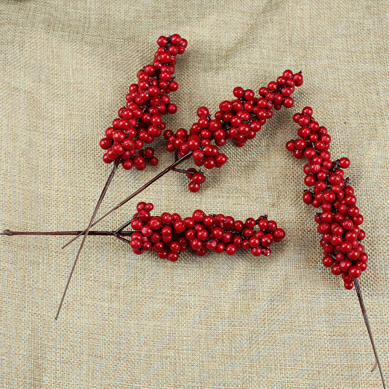 Christmas Accessories Decoration 20cm Red Fruit Stem Simulation Berry String Christmas Tree Decor DIY Artificial Red Berries Pic