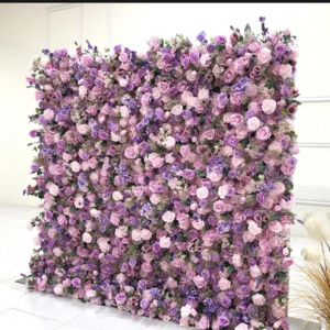 New Product Odorless Silk Floral Wedding Background Purple Backdrop Artificial Flower Roll Up Flower Wall