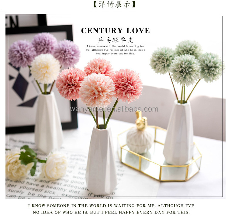 High Quality Silk Flowers Large Flower Head Dandelion Ping-Pong Chrysanthemum Artificial Hydrangea Flowers For Wedding Home