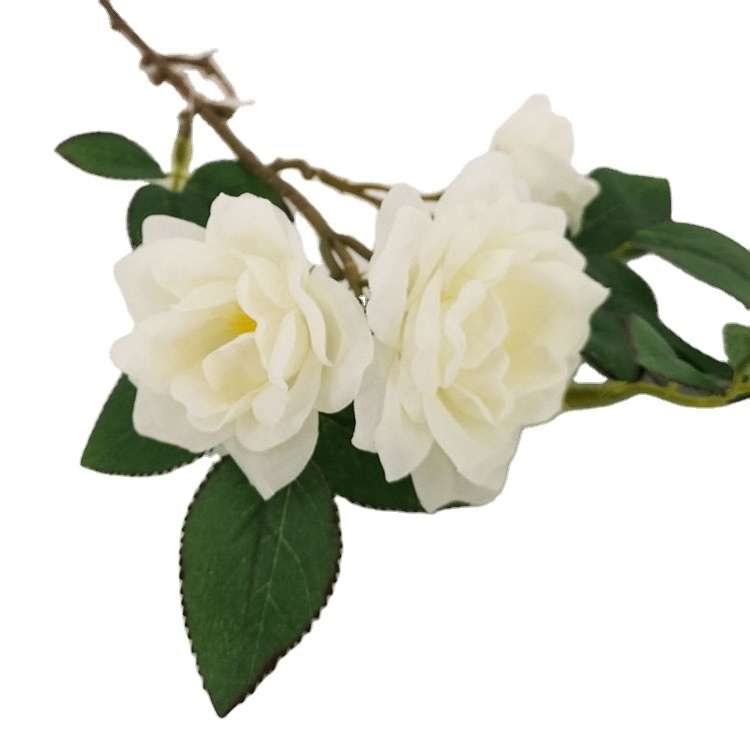 High Quality Artificial Flowers Wedding Home Decoration Wholesale Artificial White 3 Roses Spray Silk Vision Flowers Wholesale