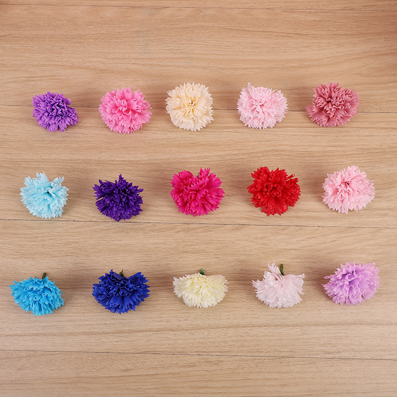 Wholesale Silk Flower Head Carnation for Wedding Decoration Silk Artificial Carnation Flower Heads