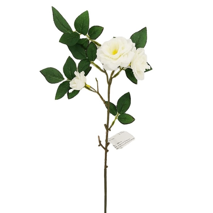 High Quality Artificial Flowers Wedding Home Decoration Wholesale Artificial White 3 Roses Spray Silk Vision Flowers Wholesale