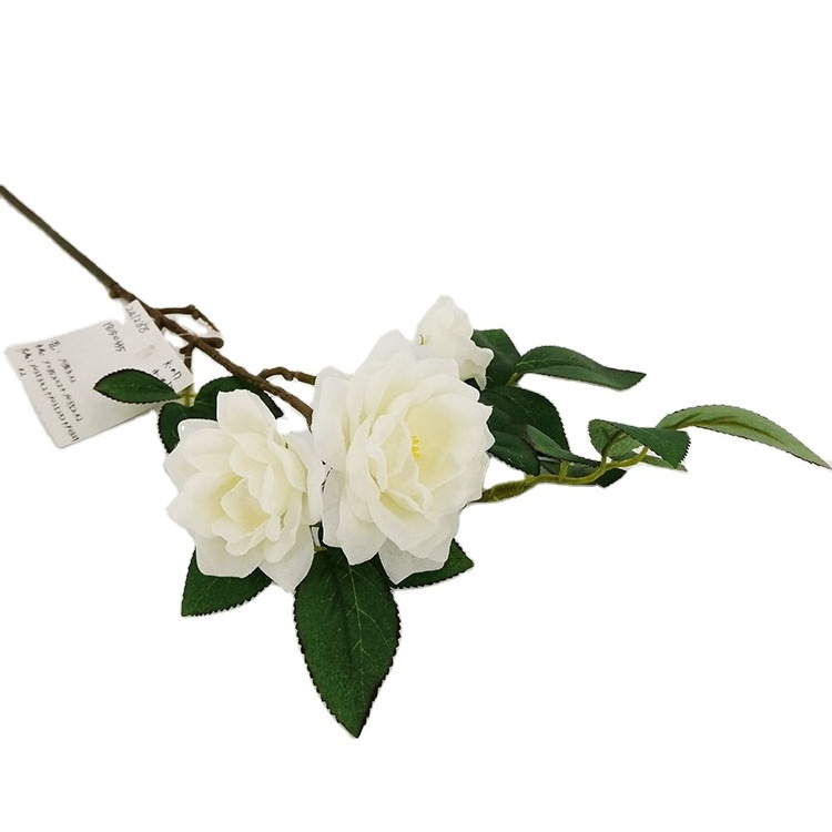 High Quality Artificial Flowers Wedding Home Decoration Wholesale Artificial White 3 Roses Spray Silk Vision Flowers Wholesale