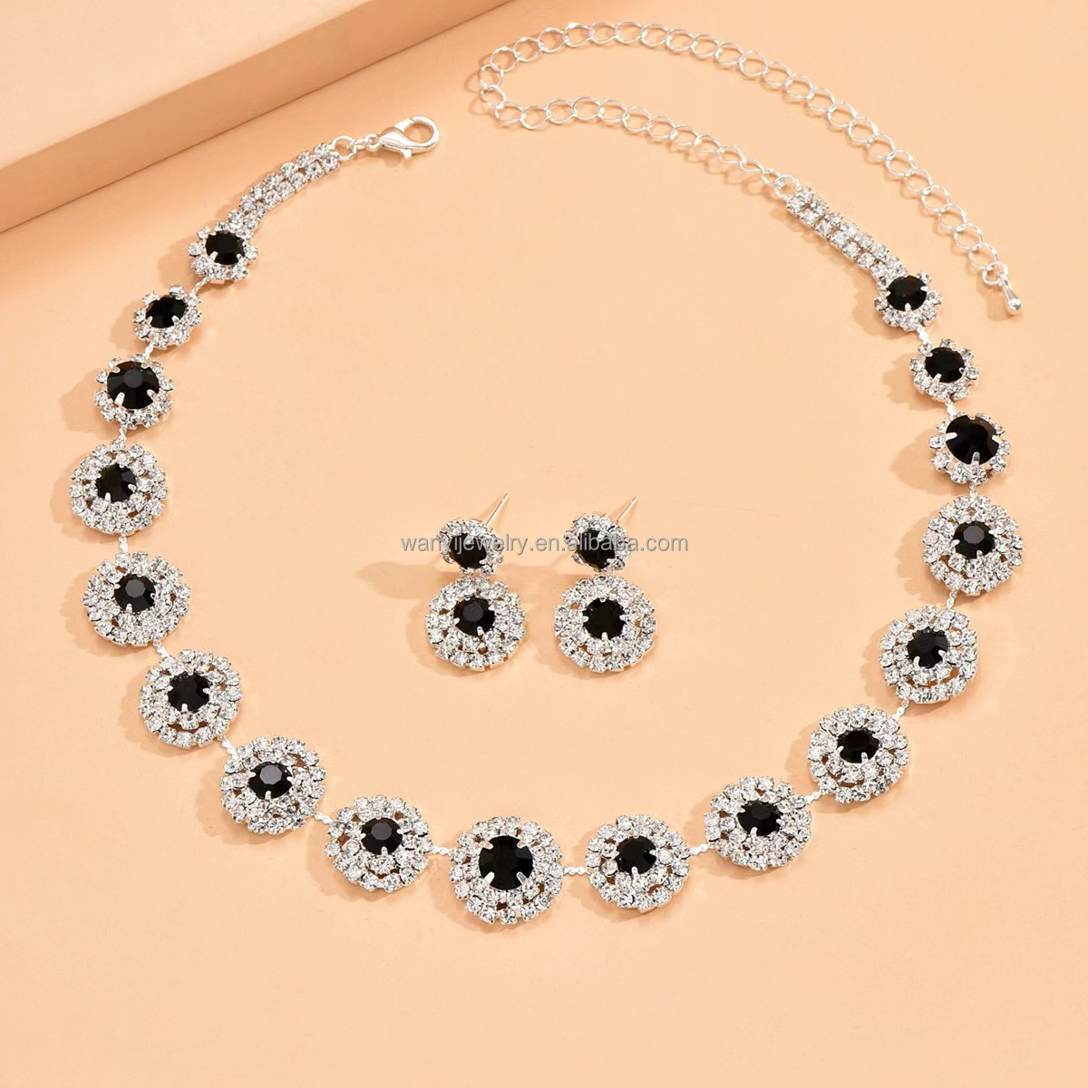 Resplendent geometric circle full diamond bridal Fashion Jewelry set 2024 Wholesale Women Accessories