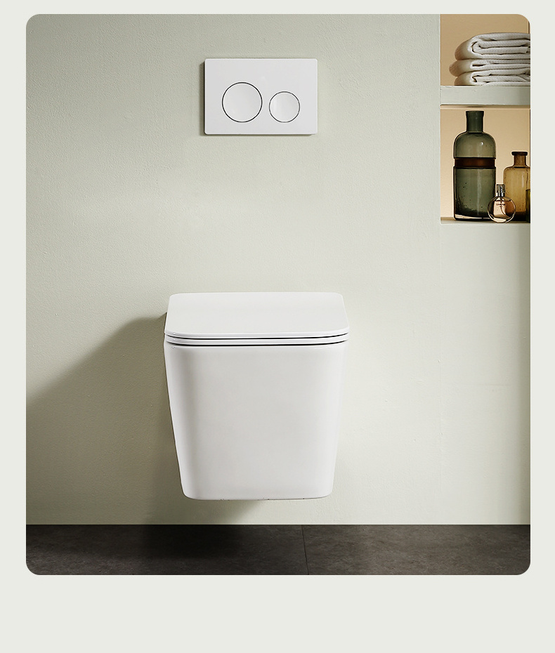 Good Sales Wall Hung White Rimless Porcelain Toilet Modern Unique Toilet Bowl Elongated Shape for Hotel