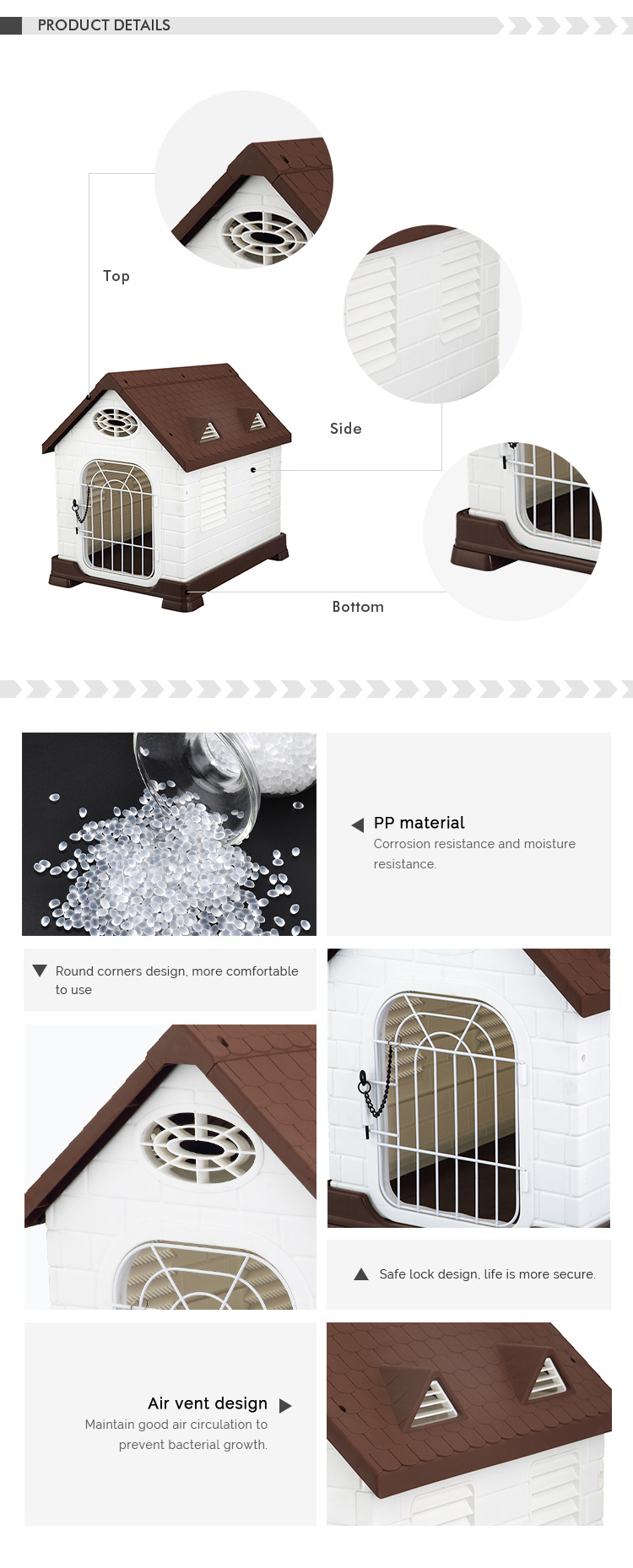 hot-selling cheap plastic luxury dog pet house, outdoor plastic kennel