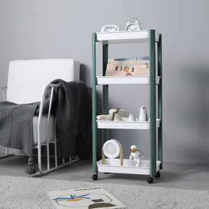 Multifunctional  floor 4 layer plastic rack shelf bedroom with wheels