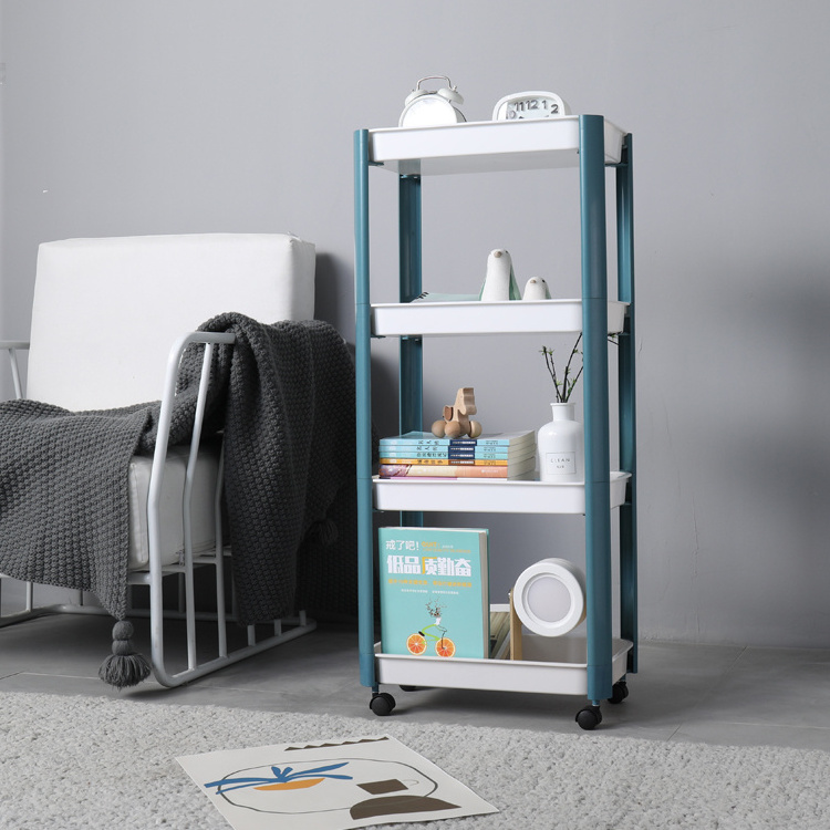 Multifunctional  floor 4 layer plastic rack shelf bedroom with wheels