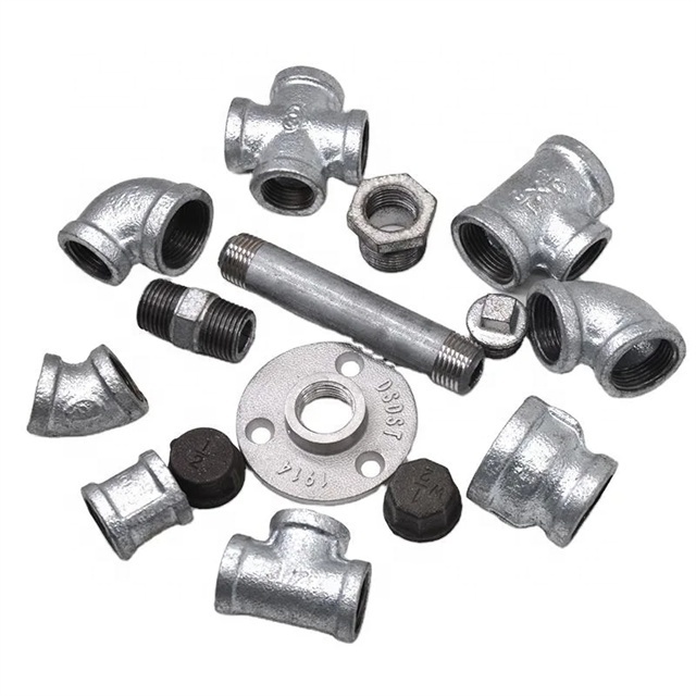 Galvanized Anti-rust malleable iron metal 4 way casting with threaded coupling plumbing water oil and gas pipe fittings