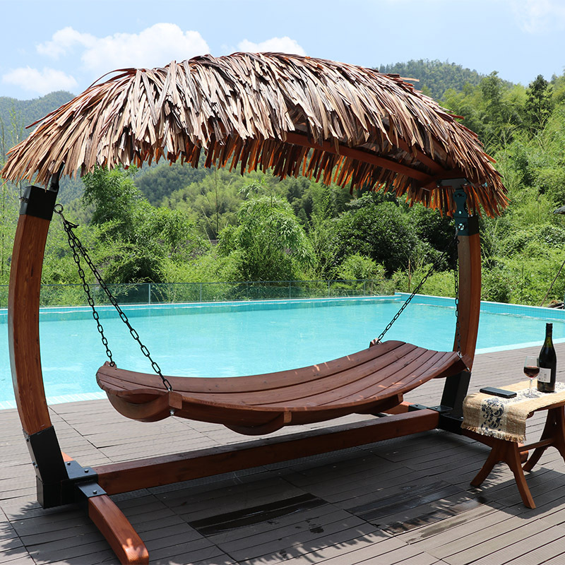 luxury patio furniture Nordic spruce New arrival latest design  solid wood swing villa outdoor beach garden patio hammock swing