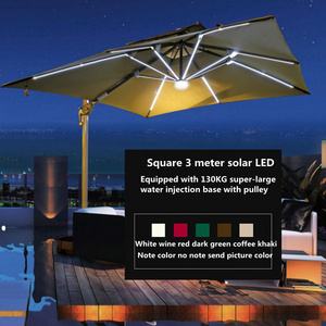 outdoor LED light aluminum Roma umbrella 3*3m sun parasol hanging waterproof cantilever garden restaurant patio