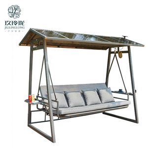 Jiaming Chuan outdoor swing cast aluminum solar hanging chair balcony leisure outdoor can be placed flat hammock rocking chair