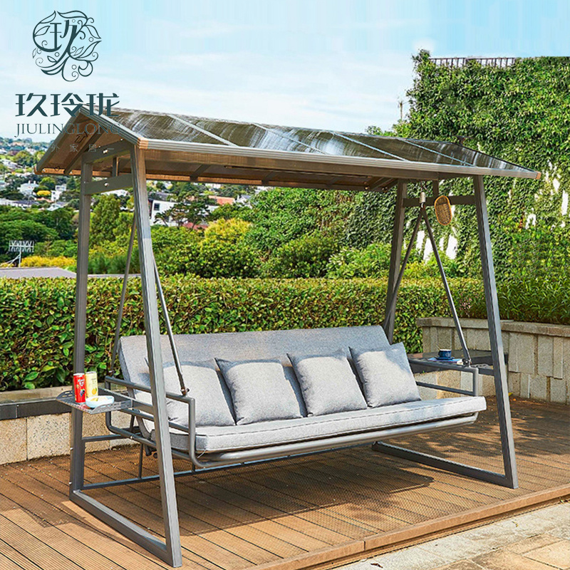 Jiaming Chuan outdoor swing cast aluminum solar hanging chair balcony leisure outdoor can be placed flat hammock rocking chair