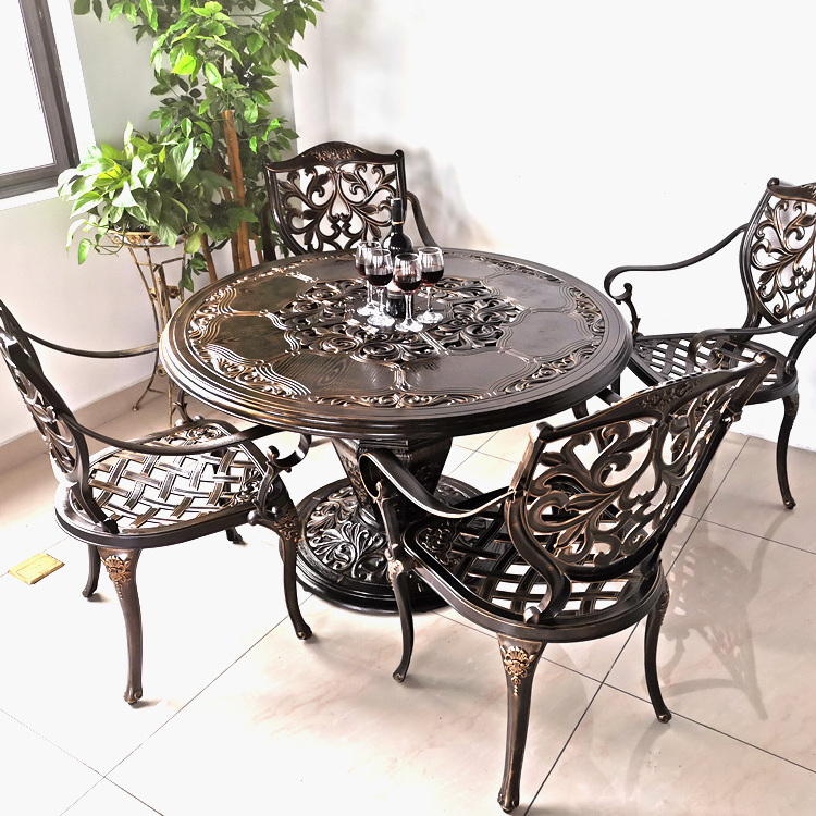 Garden set cast aluminum table courtyard outdoor restaurant hotel garden villa leisure place cast aluminum table and chair set